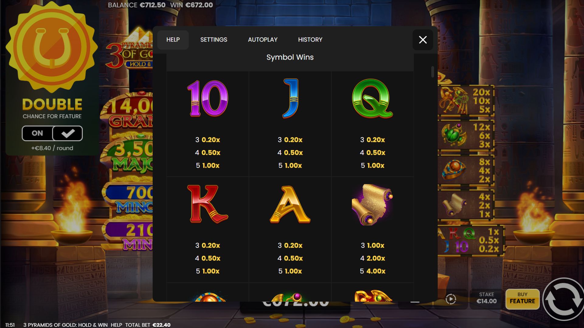 3 Pyramids of Gold Pokie screenshot