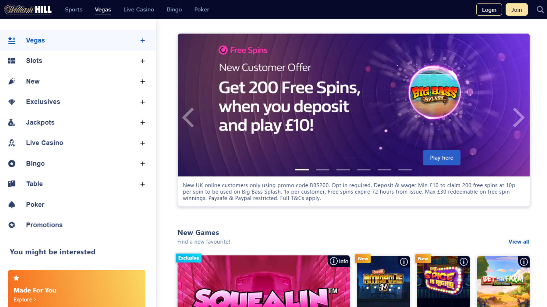 William Hill Homepage