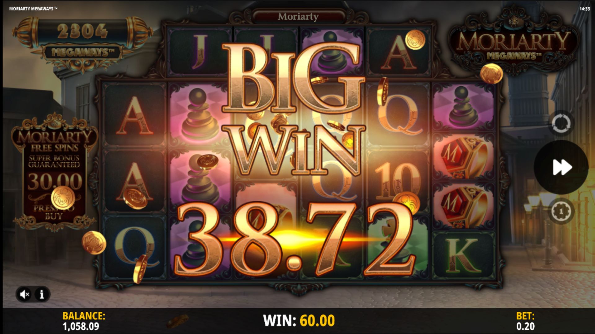 Moriarty Megaways pokie screenshots