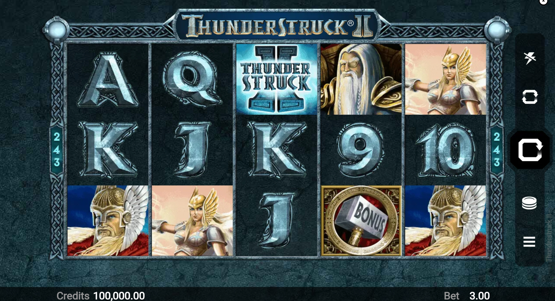 Thunderstruck II pokie base game
