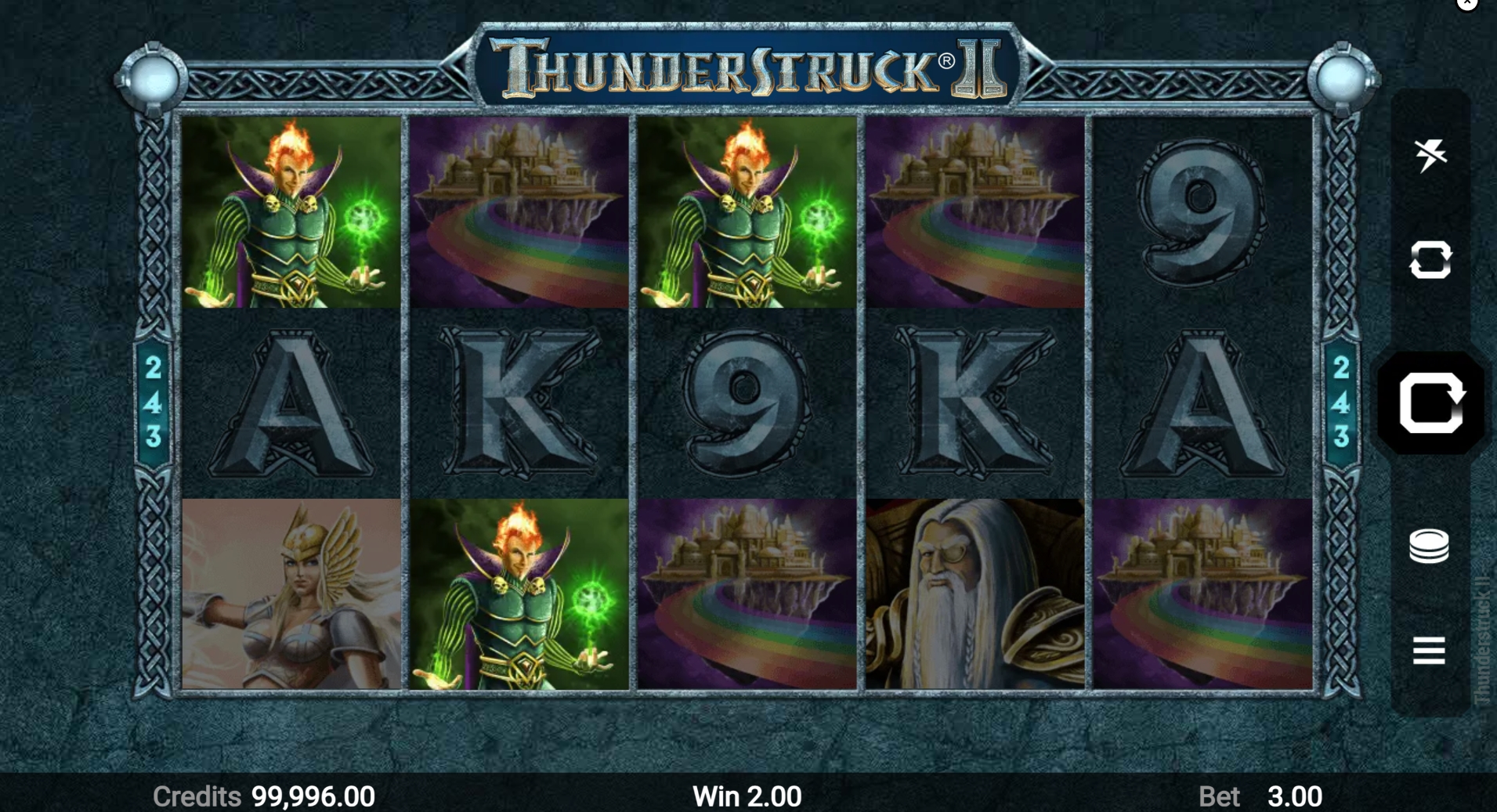 Thunderstruck II pokie base game win