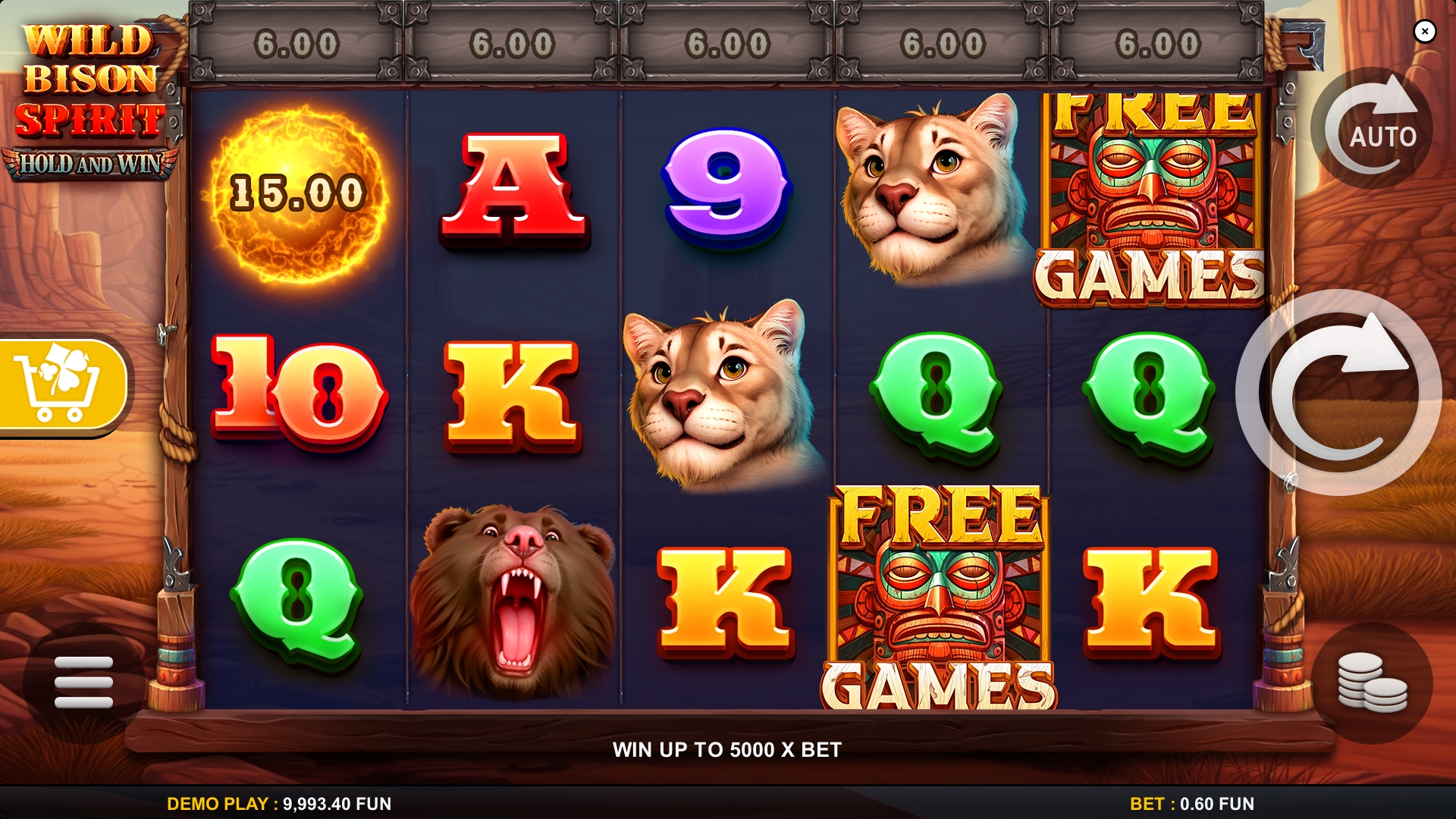 Wild Bison Spirit pokie base game with special symbols
