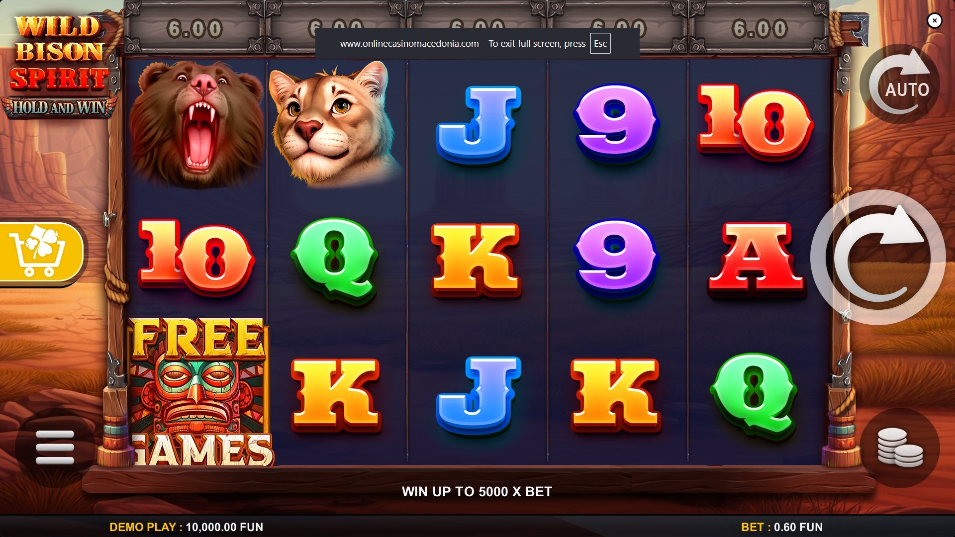 Wild Bison Spirit pokie base game