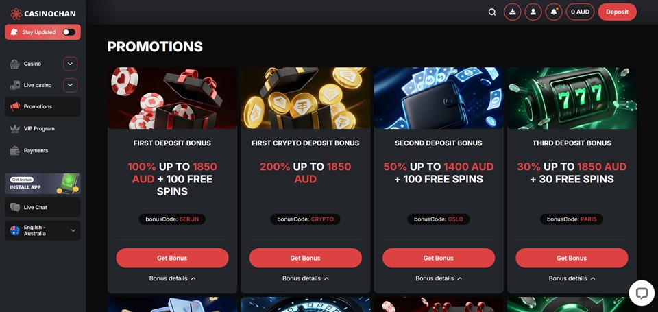 CasinoChan Bonuses in Australia
