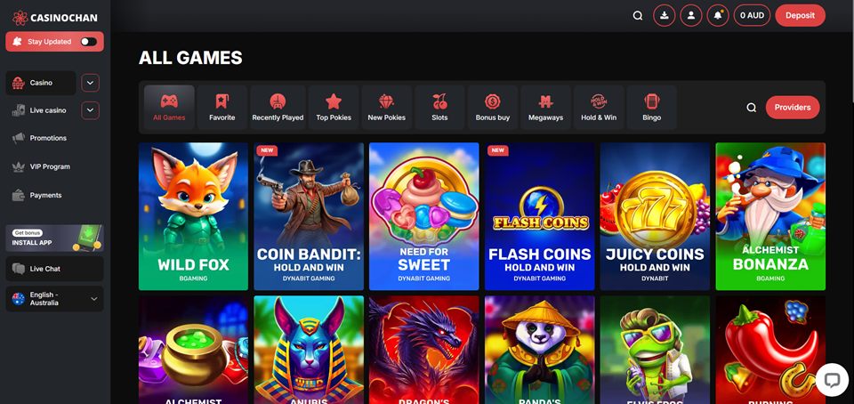 CasinoChan Lobby in Australia