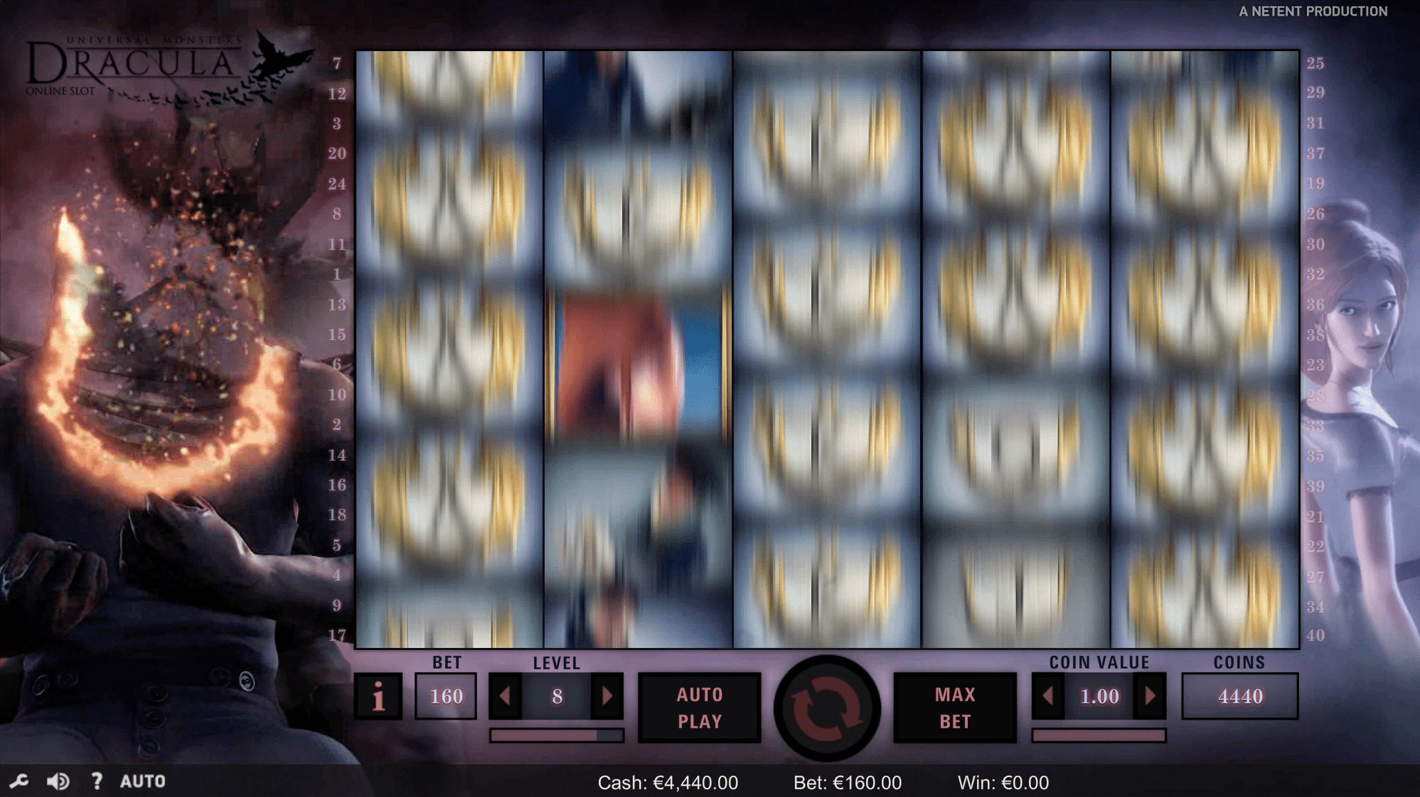 Dracula NetEnt spinning reels