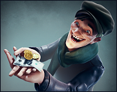 Dracula pokie by NetEnt man with money symbol