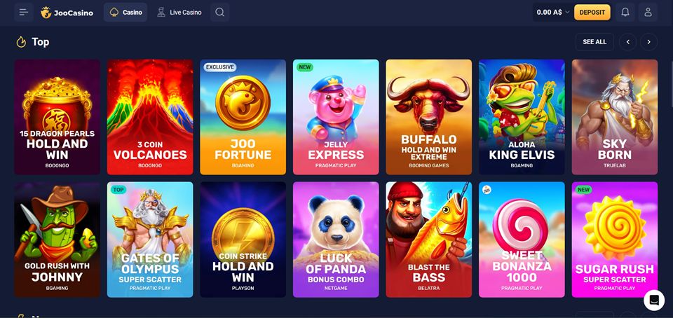 Joo Casino homepage for Aussies